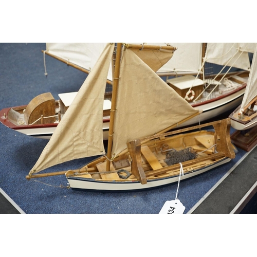 434 - 'Belle Poule' a model boat, with 2 others