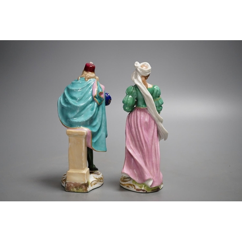 447 - A pair of 19th century Samson Derby style porcelain figures and Romeo & Juliet, H15