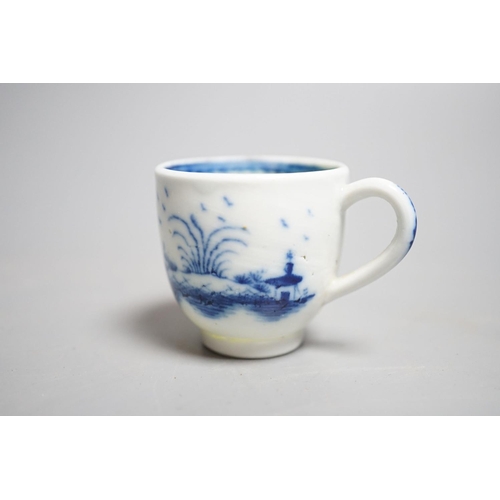 458 - A Caughley 'The Island pattern' blue and white miniature cup, c.1780, 3.4cm. Provenance - Mona Satti... 