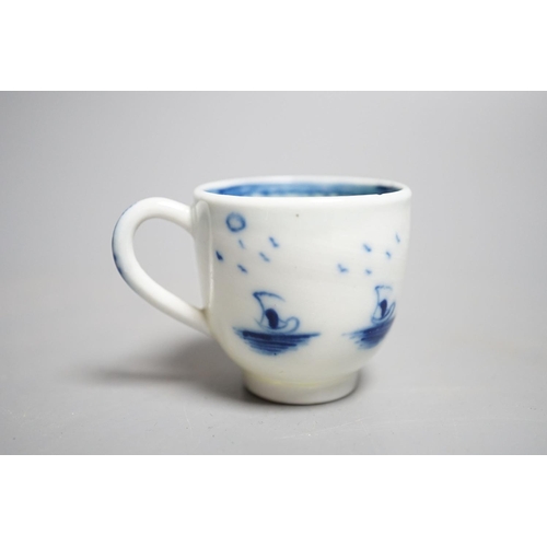 458 - A Caughley 'The Island pattern' blue and white miniature cup, c.1780, 3.4cm. Provenance - Mona Satti... 