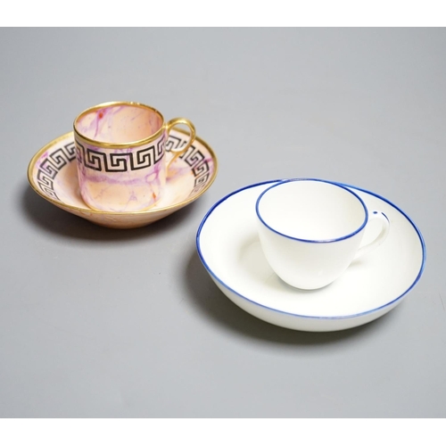 463 - A Derby miniature coffee can and saucer, c.1800-10 and a Pinxton miniature teacup and saucer, c.1800... 