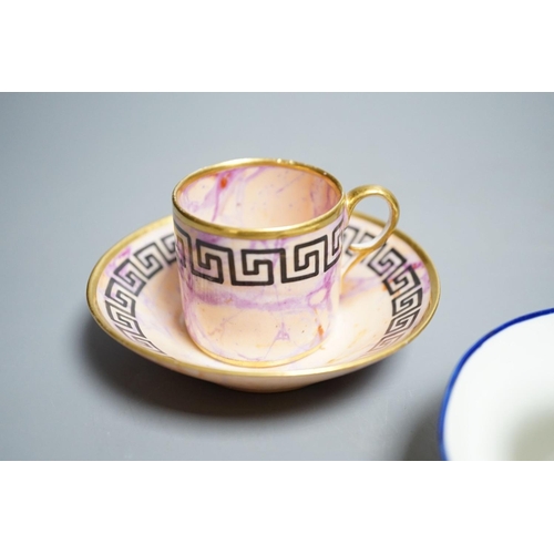 463 - A Derby miniature coffee can and saucer, c.1800-10 and a Pinxton miniature teacup and saucer, c.1800... 