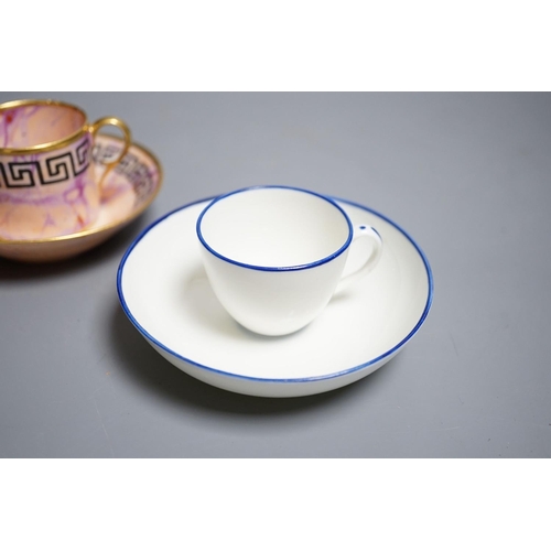 463 - A Derby miniature coffee can and saucer, c.1800-10 and a Pinxton miniature teacup and saucer, c.1800... 