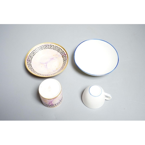 463 - A Derby miniature coffee can and saucer, c.1800-10 and a Pinxton miniature teacup and saucer, c.1800... 