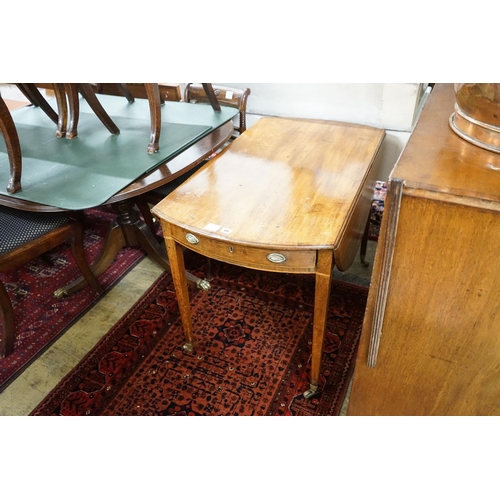 48 - A George III banded mahogany oval topped Pembroke table, width 59cm, depth 102cm, height 71cm... 