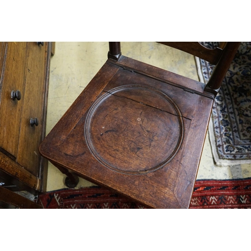 5 - An 18th century mahogany ladderback box seat chair, width 48cm, depth 43cm, height 94cm