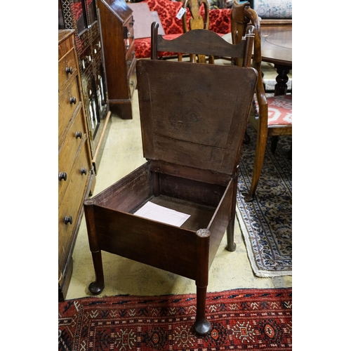 5 - An 18th century mahogany ladderback box seat chair, width 48cm, depth 43cm, height 94cm