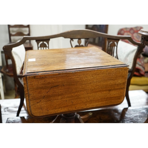 57 - A Regency mahogany drop flap work table, (altered), width 39cm, depth 45cm, height 56cm