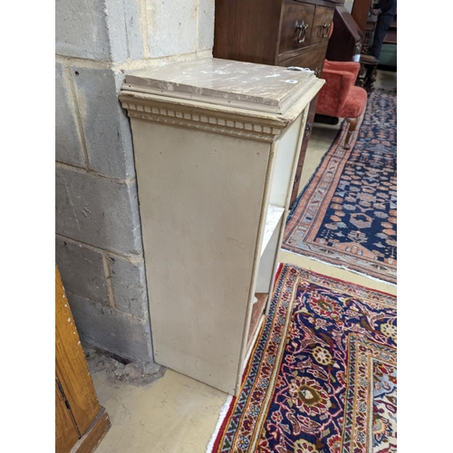 61 - A faux marble topped painted two-tier cabinet, width 43cm, depth 32cm, height 88cm