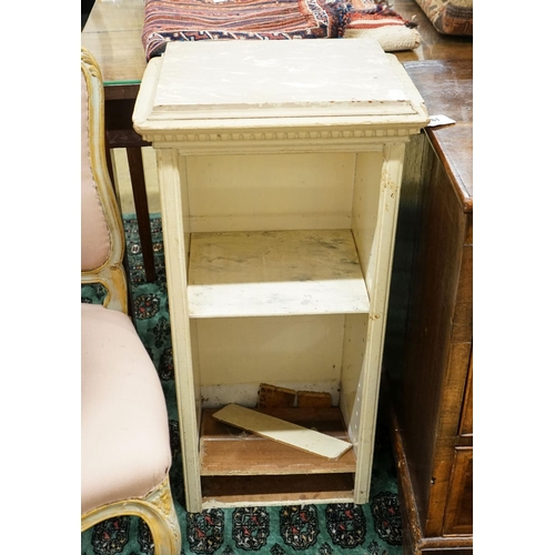 61 - A faux marble topped painted two-tier cabinet, width 43cm, depth 32cm, height 88cm