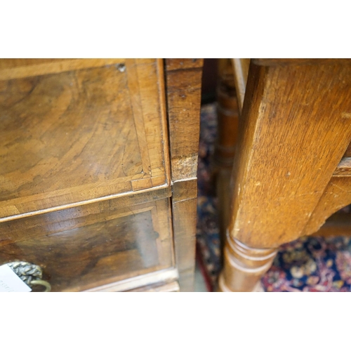 63 - A walnut and oak chest of drawers, width 103cm, depth 52cm, height 82cm