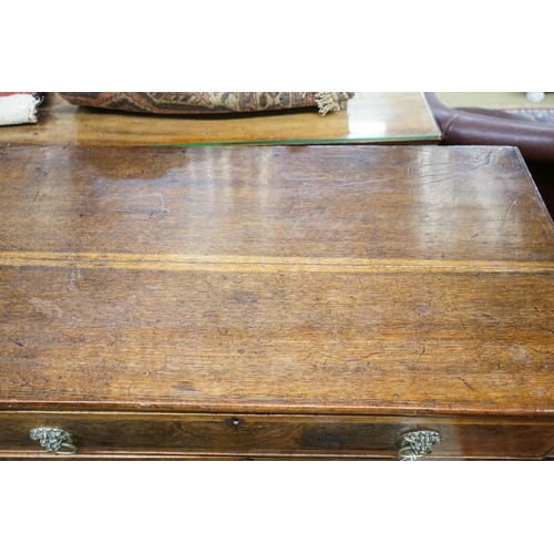 63 - A walnut and oak chest of drawers, width 103cm, depth 52cm, height 82cm