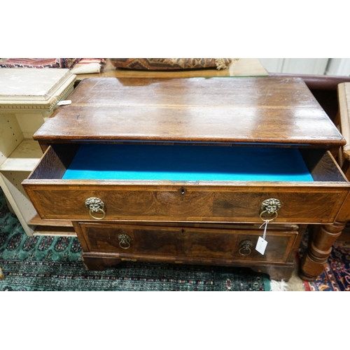 63 - A walnut and oak chest of drawers, width 103cm, depth 52cm, height 82cm