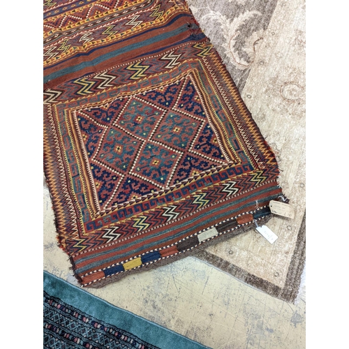 66 - An Afghan Kelim bag/wall hanging, 280 x 78cm