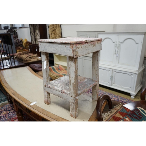 68 - A 19th century French painted pine sculptor's stand, width 45cm, depth 41cm, height 68cm... 