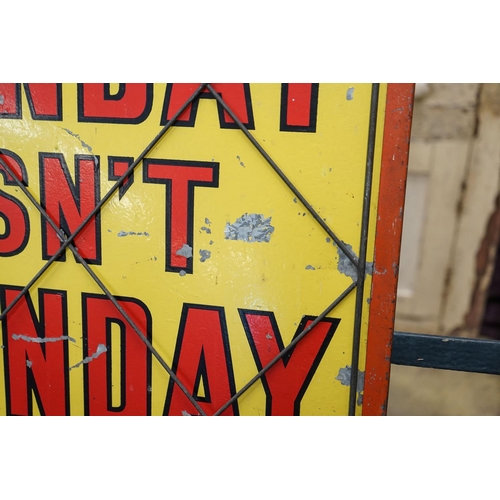 75 - A mid century rectangular tin newspaper advertising sign, width 50cm, height 80cm