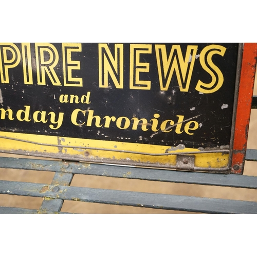 75 - A mid century rectangular tin newspaper advertising sign, width 50cm, height 80cm