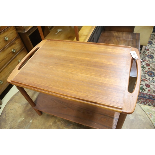 90 - A mid century design Danish style teak two-tier occasional table, width 74cm, depth 44cm, height 48c... 