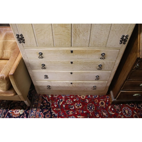 96 - A 1930's bleached oak four drawer cabinet, width 90cm, depth 46cm, height 137cm