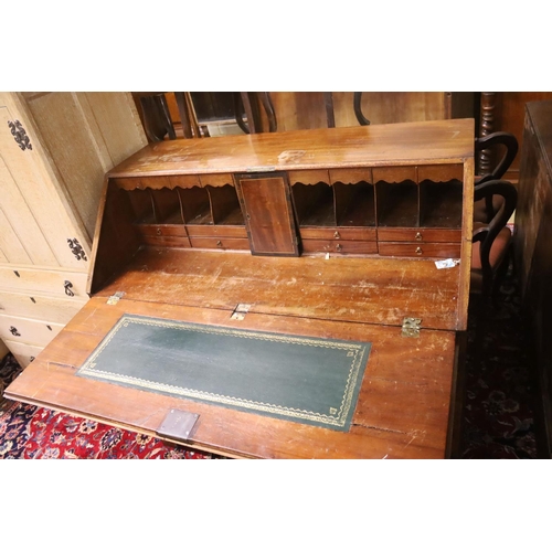 97 - A George III mahogany bureau, width 107cm, depth 54cm, height 104cm