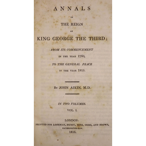 110 - °  Aikin, John  Annals of the Reign of King George the Third... 2 vols embossed calf, gilt morocco ... 