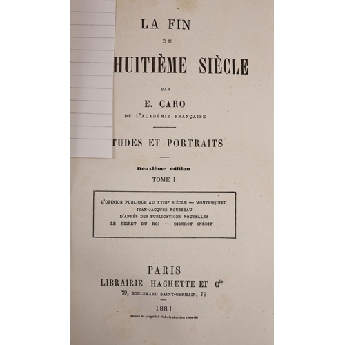 118 - °  Caro, E. - La Philosophie De Goethe. 2nd edition. Half morocco and marbled paper, Panelled spine ... 