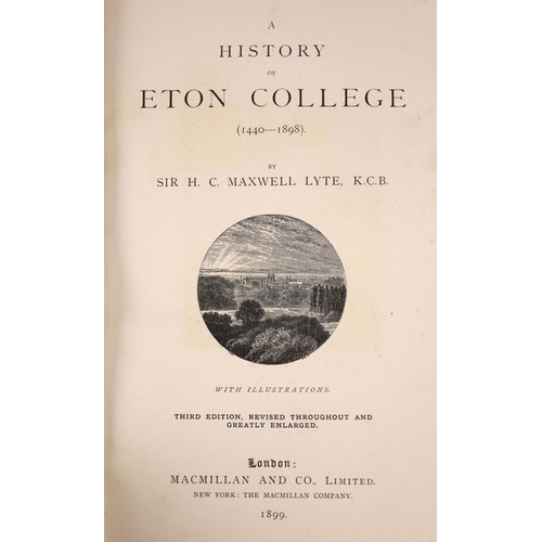 147 - °  Maxwell-Lyte, Sir Henry Churchill - A History of Eton College (1440-1898). 3rd edition, revised t... 