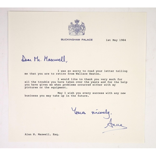 15 - Royal Interest - an album of autograph letters to Alan Maxwell MVO, of the photographic and camera s... 