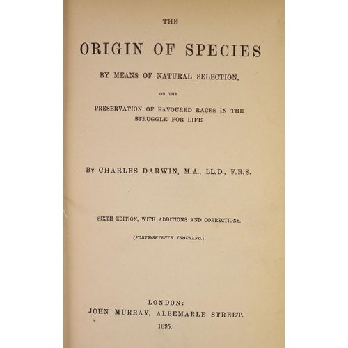 250 - °  Darwin, Charles - The Origin of the Species, 6th edition, 8vo, original cloth, John Murray, Londo... 