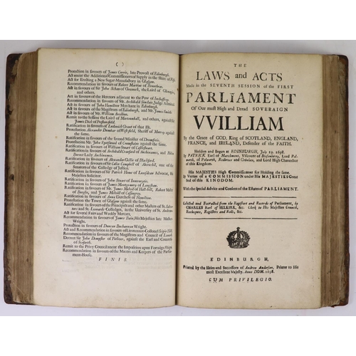 254 - °  [Scotland] Laws and Acts (of Scotland)' approx. 12 various, William & Mary (1689) - Ann (1707). e... 