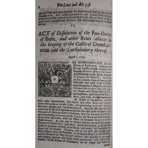 254 - °  [Scotland] Laws and Acts (of Scotland)' approx. 12 various, William & Mary (1689) - Ann (1707). e... 