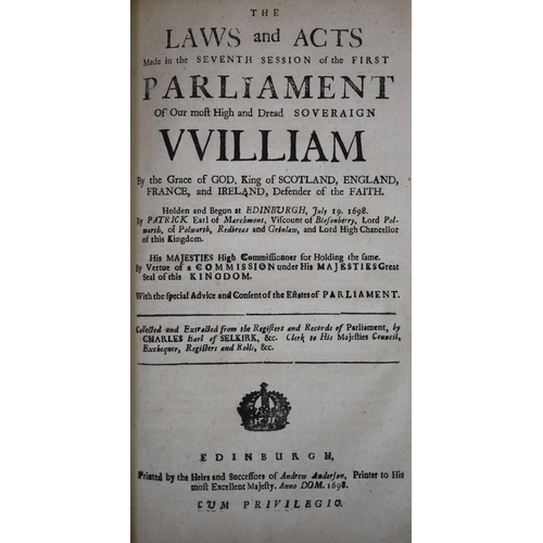 254 - °  [Scotland] Laws and Acts (of Scotland)' approx. 12 various, William & Mary (1689) - Ann (1707). e... 