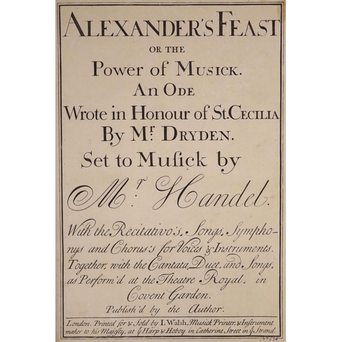 273 - °  Dryden, John. and Handel, George Frideric - Alexanders Feast or the Power of Musick (sic). An Od... 