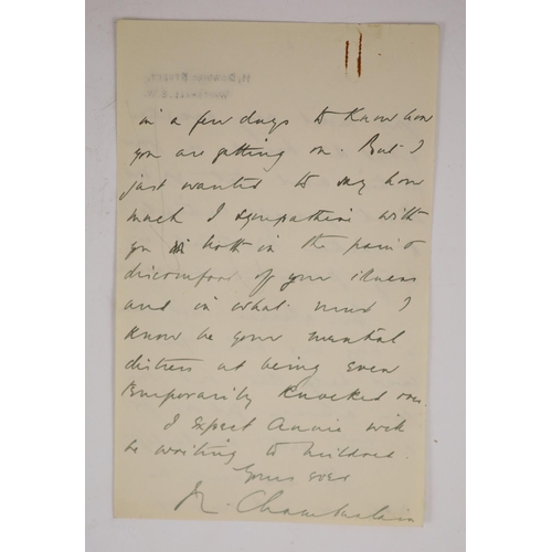 4 - Chamberlain, Neville (1869-1940) An a/l, 4pp, 8vo, to Douglas Hogg, from 11, Downing Street, dated J... 