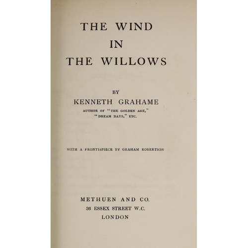 48 - °  Grahame, Kenneth - The Wind in the Willows, 1st edition, 8vo, original blue green pictorial cloth... 