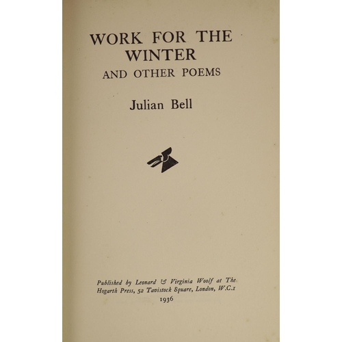 65 - °  Bell, Julian - Work for the Winter and other Poems, 1st edition, 8vo, cover design by John Bantin... 