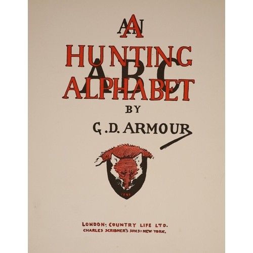 81 - °  Armour, George Denholm - A Hunting Alphabet, 4to, cloth in clipped d/j, with 26 mounted colour pl... 