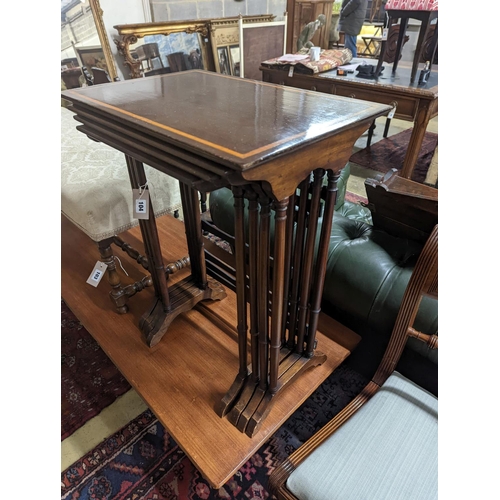 104 - A quartetto of Edwardian satinwood banded mahogany tea tables, width 53cm, depth 35cm, height 68cm... 