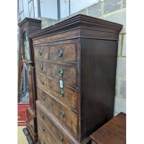 119 - A George III mahogany chest on chest, width 109cm, depth 56cm, height 189cm