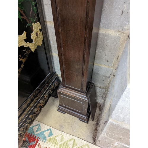 125 - A 1920's oak cased grandmother clock, height 143cm