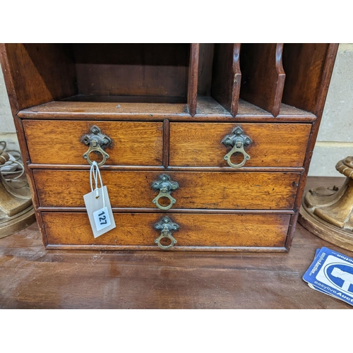 127 - A Victorian mahogany stationery cabinet, width 39cm, depth 22cm, height 48cm