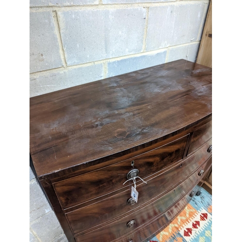 129 - A Regency mahogany bowfront chest, width 104cm, depth 52cm, height 106cm