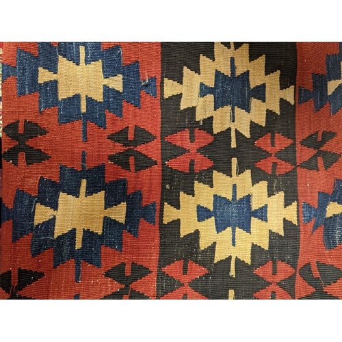 139 - Two Kilim polychrome flatweave rugs, larger 200 x 130cm