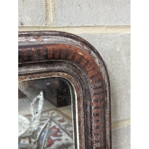 147 - A 19th century French painted silvered wood wall mirror, width 54cm, height 70cm