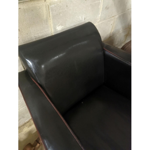 150 - An Art Deco style black leather club chair, width 73cm, depth 80cm, height 78cm