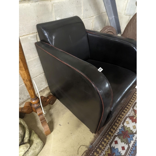 150 - An Art Deco style black leather club chair, width 73cm, depth 80cm, height 78cm