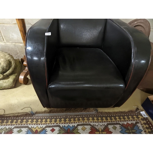 150 - An Art Deco style black leather club chair, width 73cm, depth 80cm, height 78cm