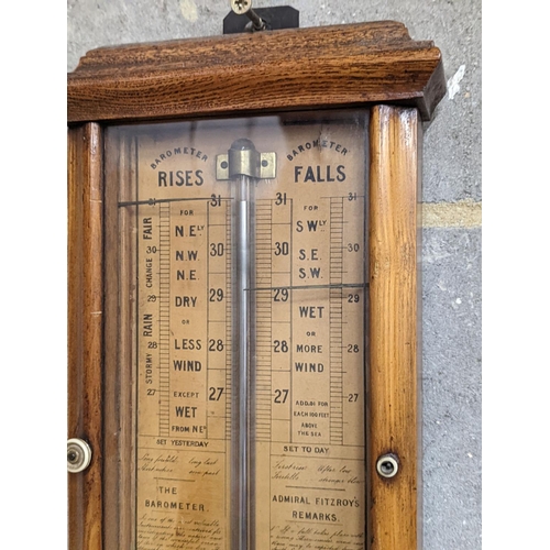 152 - A Victorian Admiral Fitzroy mahogany barometer, height 90cm