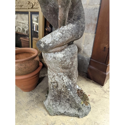 163 - A reconstituted stone garden ornament, child bather, height 94cm