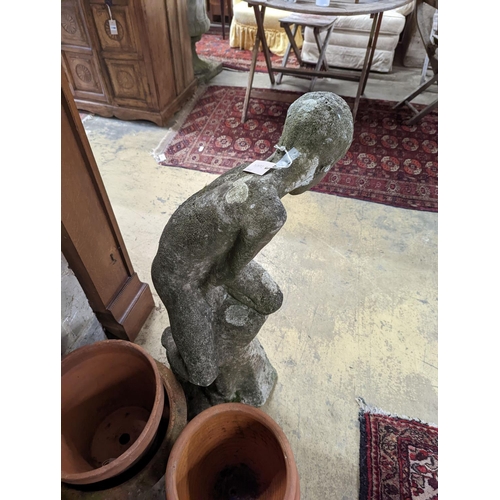 163 - A reconstituted stone garden ornament, child bather, height 94cm